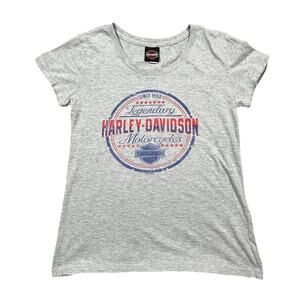 Harley Davidson Women’s L Graphic T Shirt Wild West Lubbock TX Gray Tee